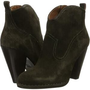 FRYE Madeline Boots Side Zip Stacked Heel Short Suede Western Bootie Black 11M